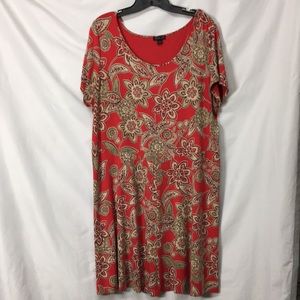 J. Jill Red Floral Midi Dress